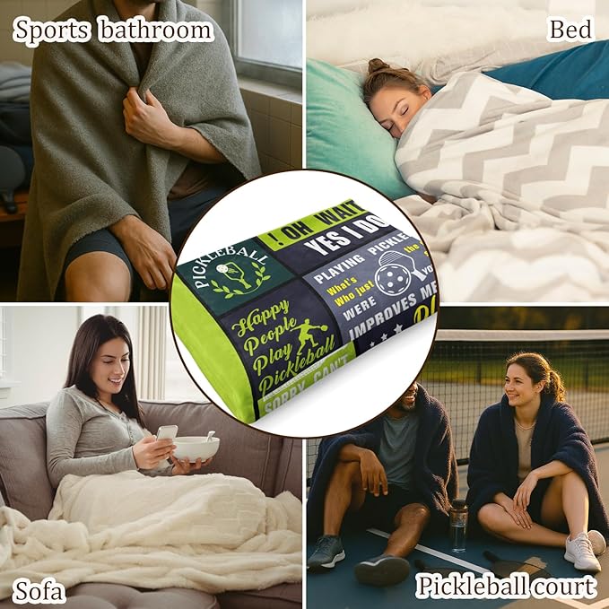 Pickleball Gifts for Women Men Funny, Gifts for Pickleball Lovers, Pickle Ball Gift Ideas for Birthday Christmas Fathers Day Mothers Day, Pickle Ball Accessories, Sport Present Fleece Blanket 60"×50"