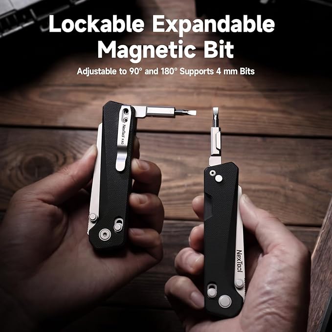 NEXTOOL Knight K40 Folding Pocket Knife,EDC Multitool with 3" 14C28N Steel Blade and G10 Handle,Axis Lock,Bits Adjustable to 90°and 180°,Multi tool knife for Cmping,Hiking,Survival,Gifts for Men