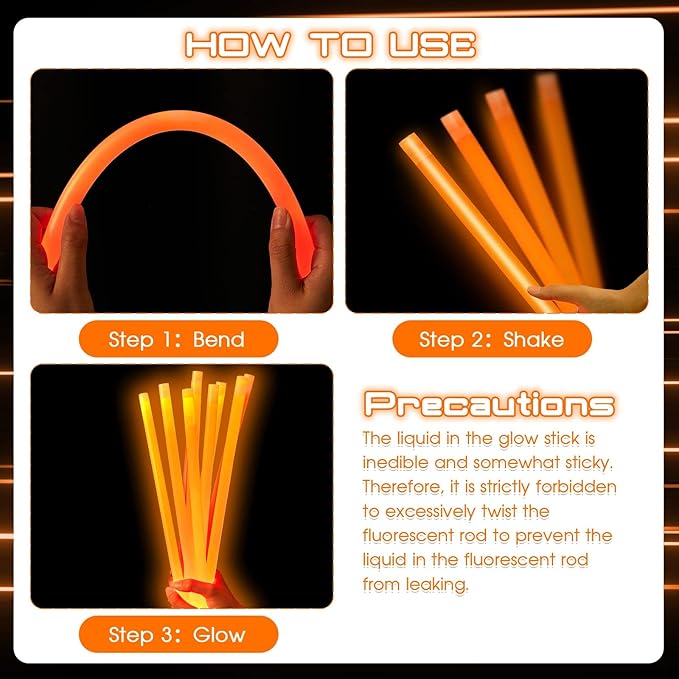 Lewtemi 10 Pcs Large Glow Sticks Big Giant Jumbo Halloween Christmas Emergency Light Stick for Camping Accessories, Survival Kit