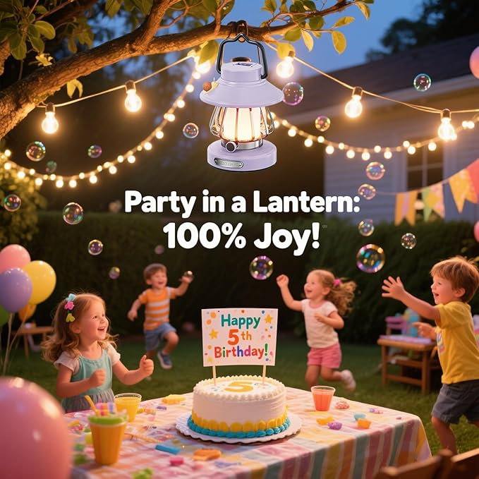 V.C Formark Kids Camping Lantern Emergency Light for Kids, Toddler Night Light with Snail Design - USB C Rechargeable, 3 Color Dimmable LED for Bedroom, Tent, Power Outages & Adventures (Violet)