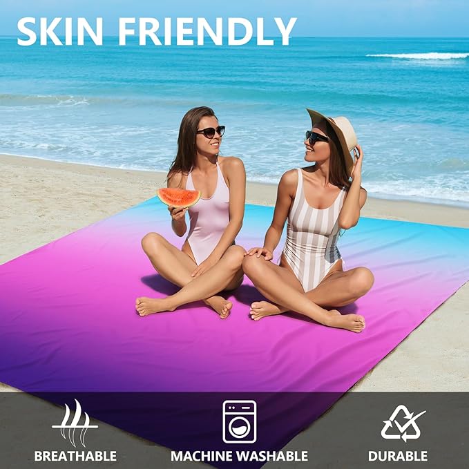 AISPARKY Beach Blanket Waterproof Sandproof Extra Large, Oversized Beach Mat, Quick Drying&Compact&Lightweight, Picnic Blankets Vacation Essentials for Outdoor Beach Camping (79" X 83" (4 Person))