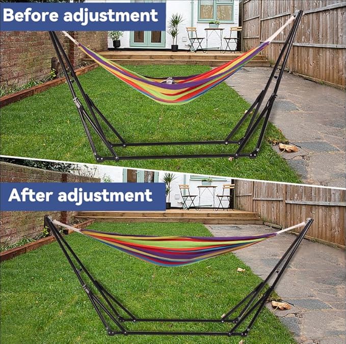 Portable Hammock with Stand for Outside Foldable,Frabic Tension Adjustable Indoor,Carrying Bag Included, 616 lbs Weight Capacity, Suitable Garden Yard Outdoor Inhouse Multicolour