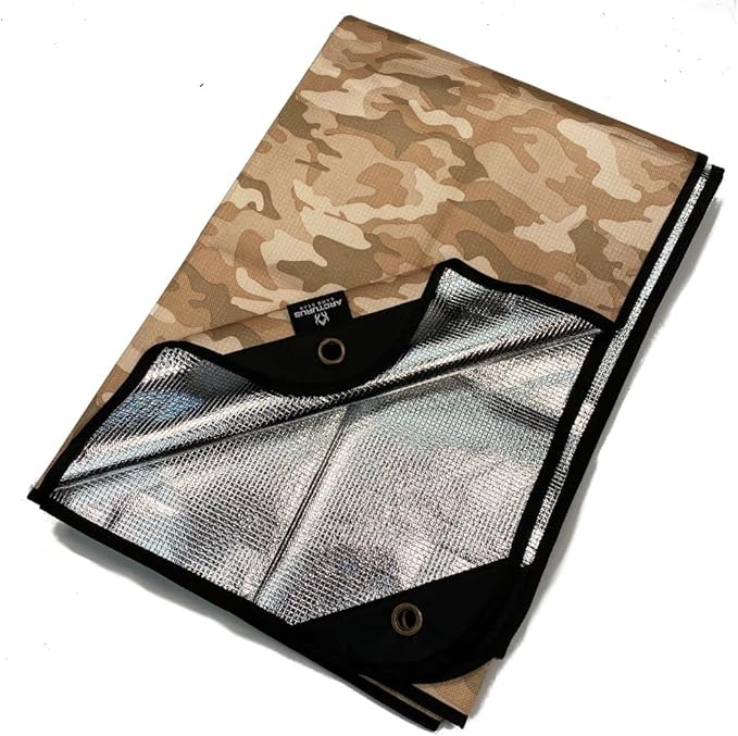 Arcturus All-Weather Outdoor Survival Blanket, Thermal Emergency Blanket, Reflective Heat Tarp with Grommets, Lightweight for Camping, Backpacking, Hiking & Emergency Car Kits, Desert Camo, 60x82in