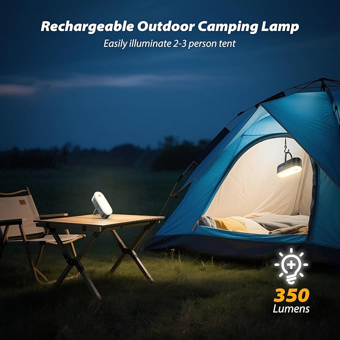 Clemas Motion Sensor Camping Lights,Rechargeable Camping Lantern, Portable Hanging Tent Lights,IPX5 Waterproof Emergency Light for Outdoor,SOS Mode Hurricane Power Outages,Magnet Work Light,2 Pack