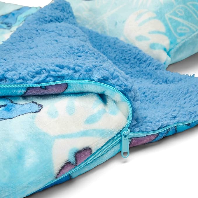 Stitch Sleeping Bag Set - Bundle with 27" x 26" Disney Slumber Bag with Attached Pillow Plus Stickers, More | Lilo and Stitch Camping and Sleepover Supplies