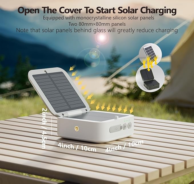 Solar Camping Lantern Rechargeable, 5000mAh Camping Lights 3000LM Camping Lights up to 144 Hours 5 Light Modes, IPX5 Waterproof Lanterns for Power Outages Portable Power Supply