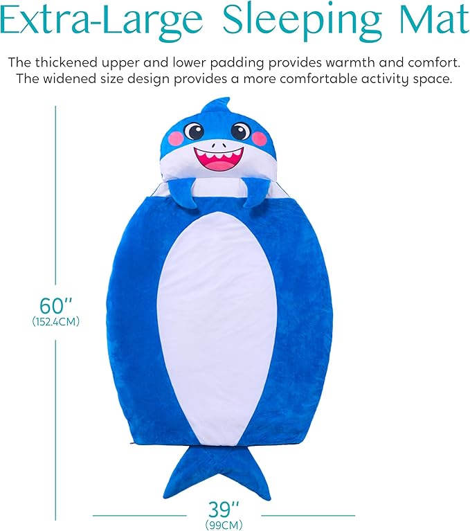 JOIEDOMI Kids Sleeping Bag 4 5 6 Year Old Girl Gifts Toddler Nap Mat with Pillow & Blanket 60" x 39" for Kids Ages 3+ Soft Plush Sleeping Mat for Preschool and Boys Girls