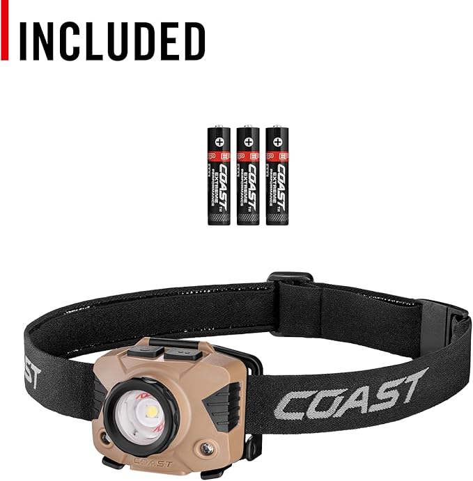 Coast FLX7 700 Lumen LED Headlamp with Twist Focus, 3 x AAA Alkaline Batteries Included