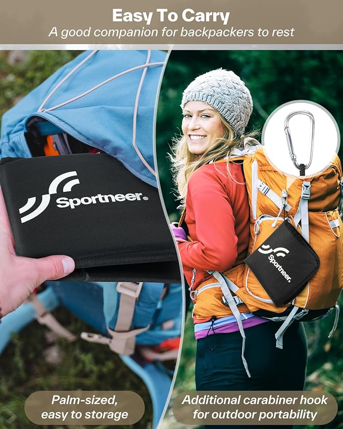 Sportneer Sitting Pad, Lightweight Waterproof Folding Seat Pad for Backpacking, 15.75'' x 15.75'' Portable Camping Seat Mat for Hiking, Picnics & Outdoor Use