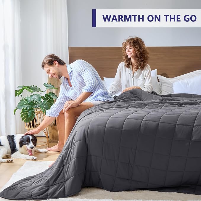 yescool King Size Weighted Blanket for Adults (20 lbs, 80” x 87”, Grey) Cooling Heavy Blanket for Sleeping Perfect for 190-210 lbs, Breathable Blanket for Adults & Couple All Season, Machine Washable