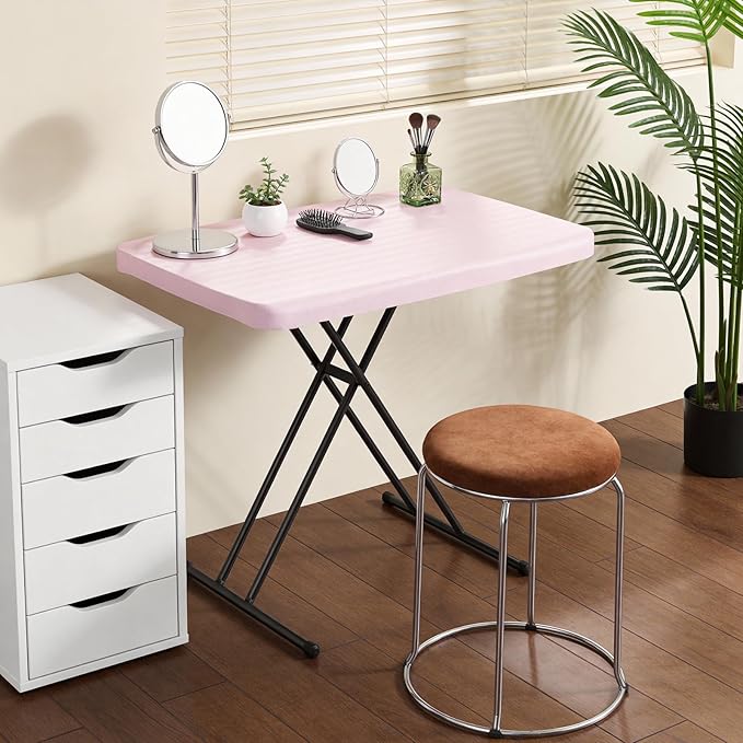 30in Folding Table, Portable Picnic Table with Adjustable Height, Foldable TV Tray Table & Laptop Desk for Small Spaces, Patio, Camping, BBQ, No Assembly Needed, Pink