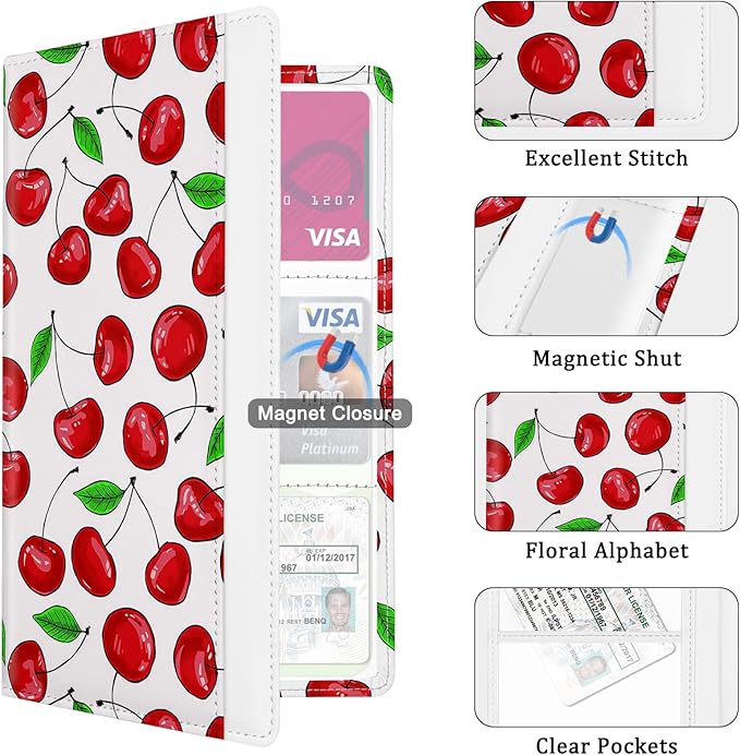 Car Registration and Insurance Holder, with Magnetic Closure for License, Cards and Documents, All Vehicle Needs and Car Accessories (Cherry)