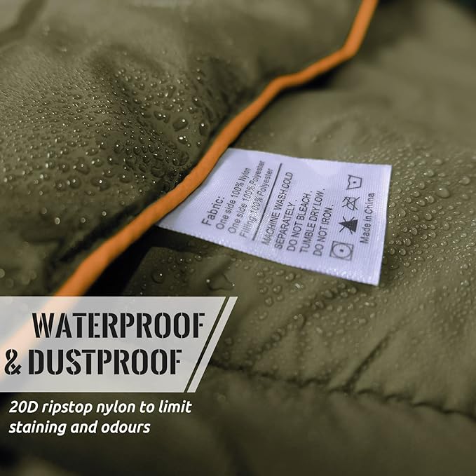 Outdoor Puffy Camping Blanket, Lightweight Down Alternative Puffy Printed Camping Large Ultra Warm Hammock Top Quilt Waterproof Blanket for Traveling Picnic Beach Party Cold Weather (Olive)