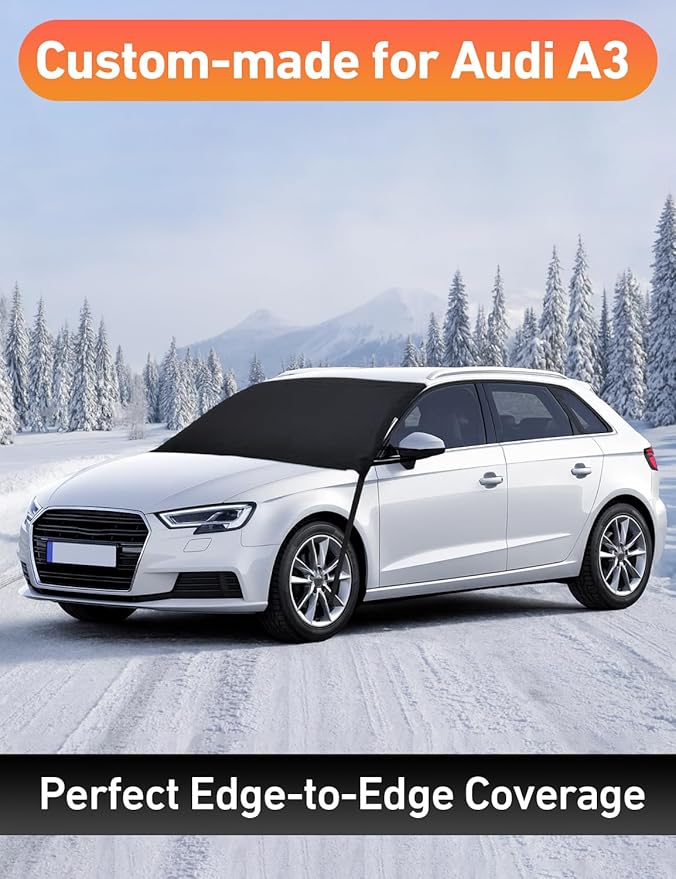 EcoNour Car Snow Cover Compatible for Audi A3 A4 A5 A6 | Windshield Cover for Ice and Snow with S-Hook Straps | Heavy-Duty 600D Oxford Winter Car Cover, Waterproof & Anti-Slip