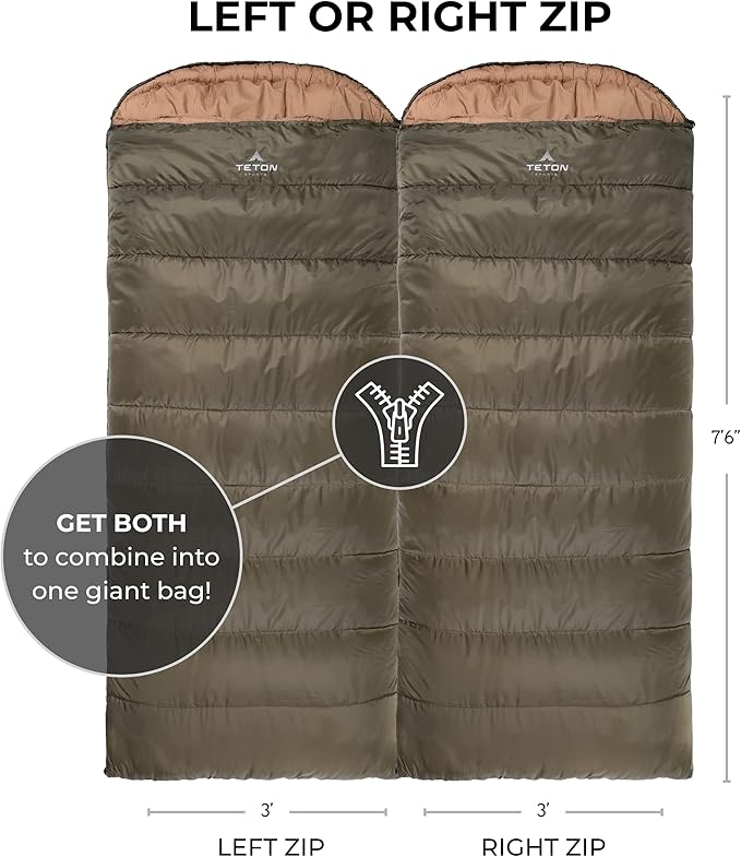 Teton Celsius XL, 25F, 20F, 0F Degree Sleeping Bags, All Weather Warm Sleeping Bag for Adults and Kids, Camping Season, Compression Sack Included