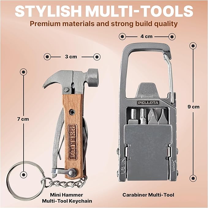 Multi Tool Prizes [17-in-2] for Adults - Multi Tool for Men, Multitool, Small Hammer, Small Tools, Hammer Multitool, Gifts for Men, Dad, Husband, Camping, Bottle opener, retrieve card pin