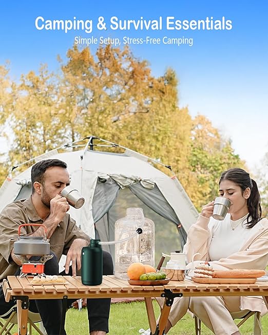 BKLES Portable Water filetr Camping Dual 0.01 Micron Water Filtration System for Outdoor Backpacking, Hiking, Emergency - Dual Filters Version - Green