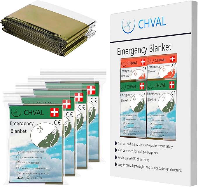Emergency Mylar Thermal Blankets: Portable Space Blanket, Camping, Bug Out Bag. (Green)