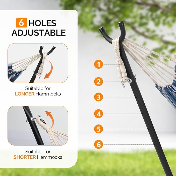 ONCLOUD Double Hammock with 9 FT Stand Space Saving Carrying Case (Purple Blue)