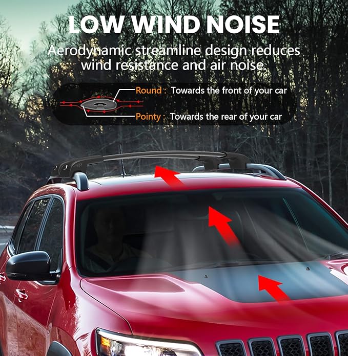 300lbs Roof Rack Cross Bars Compatible with Jeep Cherokee 2014-2023 (Not for Jeep Grand Cherokee), Aluminum Lockable Car Roof Rails Crossbar for Rooftop Cargo Luggage Kayak Canoe Bike Snowboard