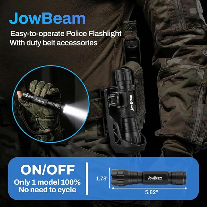 1200 Lumen Tactical Flashlight for Police & Camping, High-Intensity LED Flashlights with Belt Holster, Single Mode Flashlight for Men, Outdoor, Survival Gear