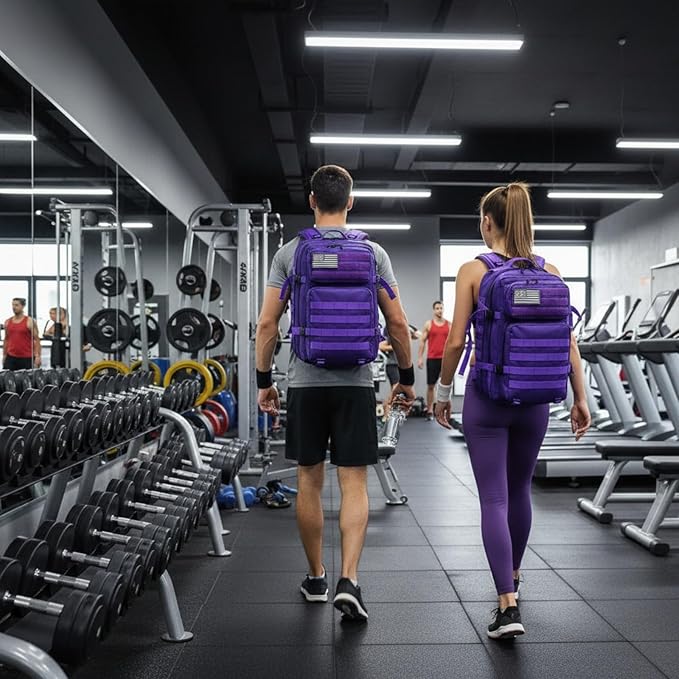 45L Military Tactical Backpack for Men & Women Bug Out Bag Assault pack Molle Daypack Hiking Trekking Rucksack(Purple)