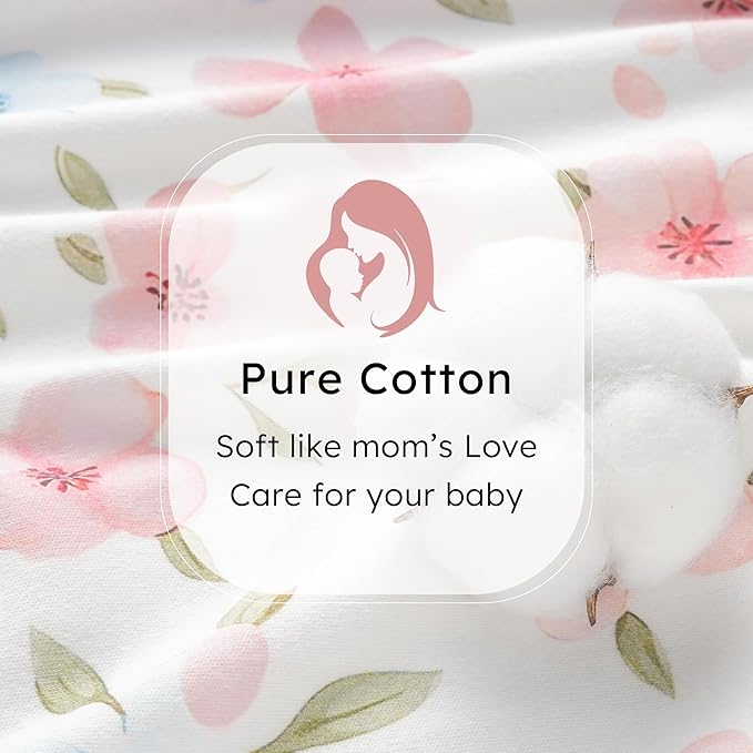 Baby Sleep Sack 12-18 months, 100% Cotton Sleeping Sack for Toddler, 3 Pack Baby Wearable Blanket, 0.5 Tog Lightweight Double Zipper Sleep Bag Large Pink Butterfly Flower