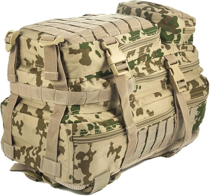 Mil-Tec Unisex Assault Pack - Rugged Durable Lightweight Ergonomic Versatile Tactical Outdoor Camping Hiking Backpack with Adjustable Padded Shoulder Straps & MOLLE Loops, Tropical Camo, 20L