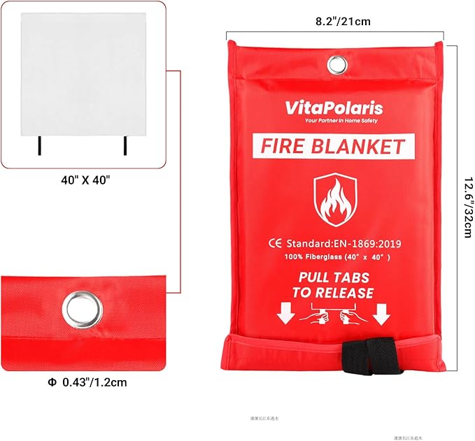 Heavy-Duty Emergency Fire Blanket, 4 Pack – Fireproof Fiberglass Blanket for Kitchen, Home, Car, Grill, Fireplace, Camping, Heat Shield, Grease Fires, Emergency Fire Suppression