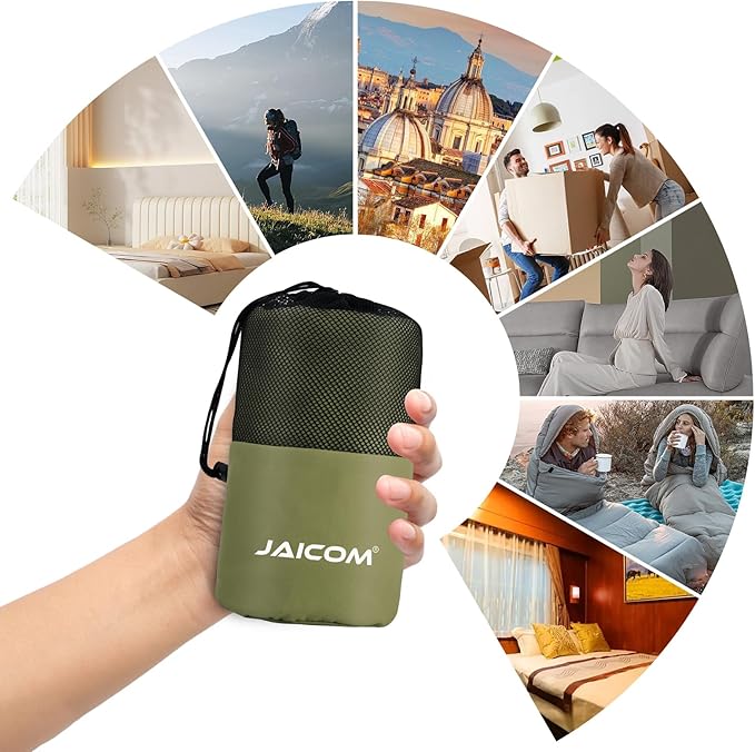 JAICOM Sleeping Bag Liner, Travel Sheets & Adult Sleep Sack, Ultralight and Portable Summer Sleeping Bag - Ideal for Backpacking, Hotels and Hostels, Business Trips, Camping