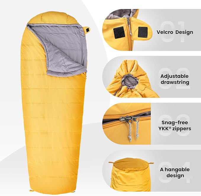 OneTigris Bushcrafter’s Sleeping Bags, Mummy Sleeping Bag for Camping Hiking Backpacking, Survival Gear