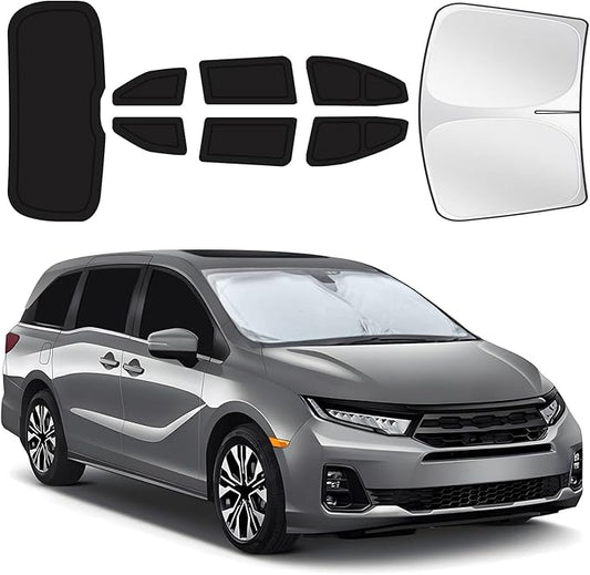 Car Window Shades for Honda Odyssey 2018-2024, 8pcs Privacy Sun Shade Set for Front Windshield Side and Rear Windows, Full Window Covers Keeps Vehicle Cool for Camping Napping