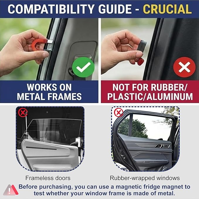 XCBYT Magnetic Car Window Shades for Rear Side Windows, 2 Pack Blackout Sun Shades, 100% Light Blocking UV & Heat Protection Car Curtains with Mosaic Pattern for Travel & Daily Use