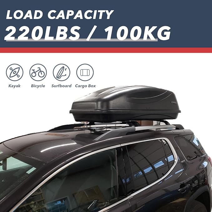 220lbs Roof Rack Cross Bars for 2017-2023 GMC Acadia, Aluminum Crossbar Luggage Rack for Rooftop Cargo Carrier Bag Kayak Canoe Bike Snowboard Skiboard
