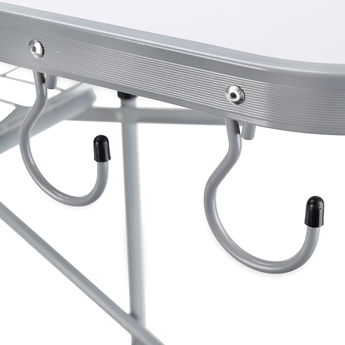 Camco Olympian Deluxe Portable Grill Table - Provides Plenty of Room for Grilling Gear While Camping - Folding Grilling Table Collapses for Compact Storage - Supports Up to 100lb (57293)