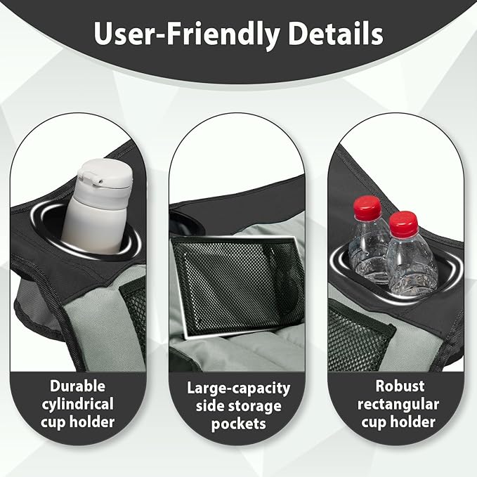 Youtanic Oversized Camping Chair, Portable Folding Camping Chairs with Side Pocket, Cup Holder and Carry Bag, Heavy Duty Outdoor Camping Chairs for Adults, Fishing, Sports, Trip, up to 400lbs, Style 4