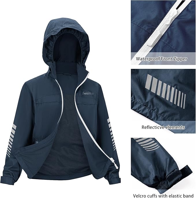 SWISSWELL Kids Rain Gear Boys Girls Youth Waterproof Rain Suit Breathable Reflective Raincoat and Pants