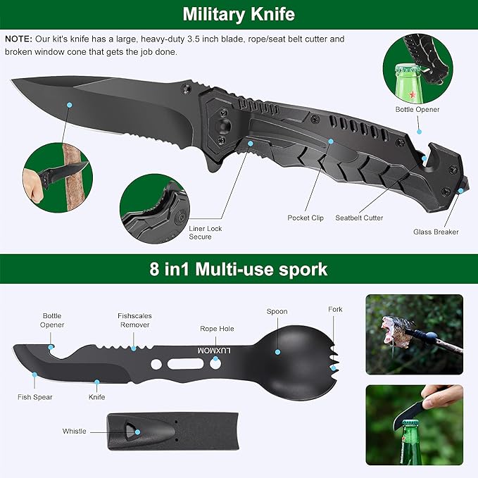 Gifts for Men Dad Christmas Husband Teenage Boy, Survival Kit 28 in 1, Survival Gear Tool Emergency Tactical Equipment Supplies Kits for Families Outdoors Camping Hiking Adventures