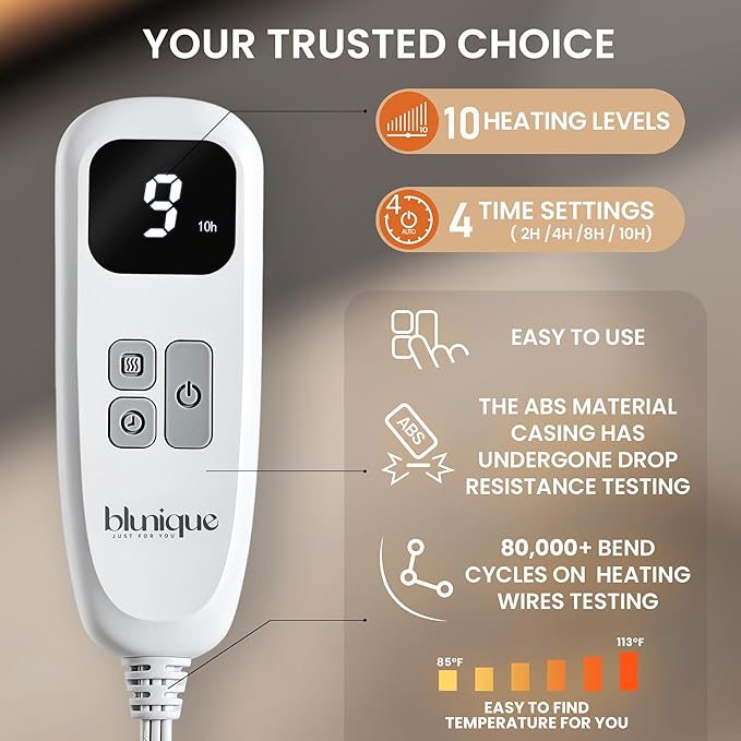 Heated Blanket Queen Blanket - Fast Heating Electric Blanket, Soft Flannel Heated Queen with 4 Time Settings,10 Heating Settings, Warm Gifts for Women & Mom & Grandma(84"x90"Cow Print White)