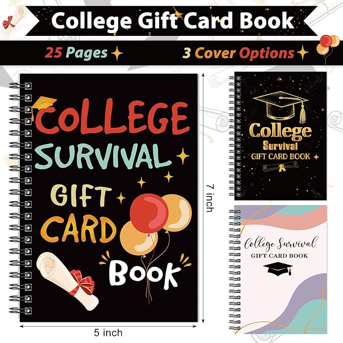 Zhanmai College Gift Card Book 7 x 5 Inch Graduation Gift Card Book 2026 College Survival Booklet Organizer Leaving Home High University School Birthday Care Package Cash Holder(Cute)