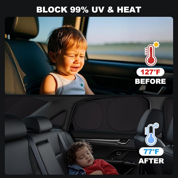 XCBYT 2019-2024 Wrangler Full Coverage Window Shades | 6-Layer Blackout Insulated Sun & UV Protection | Custom Fit Privacy Covers for Camping, Sleeping & Car Living (8 PCS)
