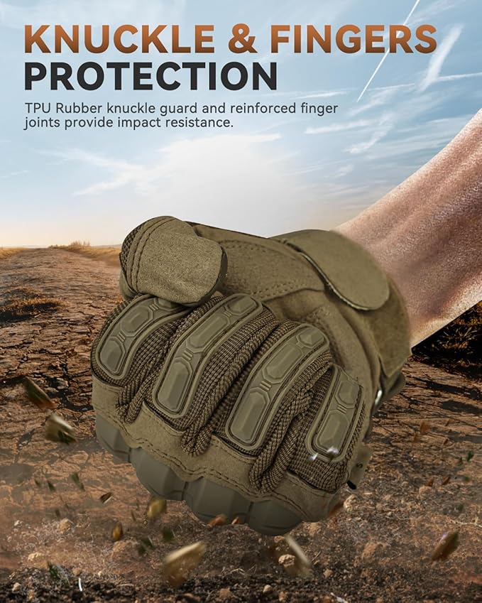 KUMGIM Tactical Gloves for Men, Motorcycle Military Combat Gloves Black Airsoft Gloves Touchscreen for Airsoft Outdoor Hunting Shooting Paintball Work Motorcycling Climbing