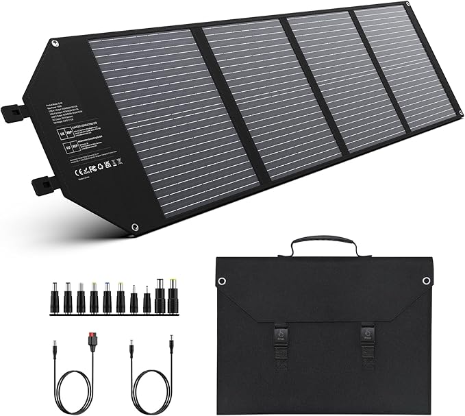 EnginStar 100W Foldable Solar Panel w/ 18V DC Outlet for Portable Power Stations EnginStar/Jackery/Rockpals/Flashfish, Portable Solar Generator with USB-A USB-C QC 3.0 for Outdoor Camping Van RV Trip