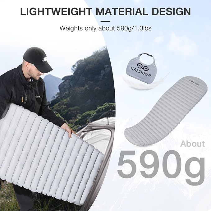 Insulated Sleeping Pads - Lightweight Sleeping Pad for Camping, 6.8 R-Value Upgraded Compact Camping Air Mattress for Backpacking, Hiking