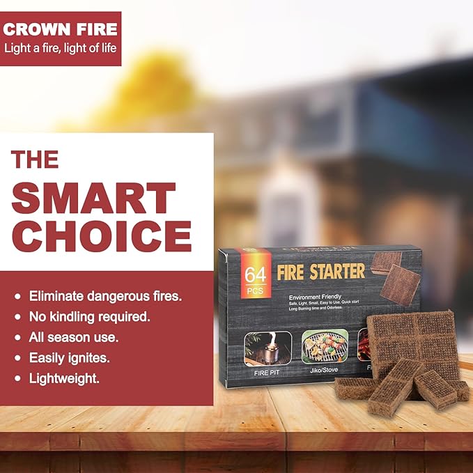 Fire Starters for Solo Stove Mesa, 60 Count BBQ Firestarter and Fireplace Accessories, Pellets for Bonfire and Firepit, Camping, Grilling, Cooking, Campfires, Charcoal, Wood, and Sticks (64 Cubes)
