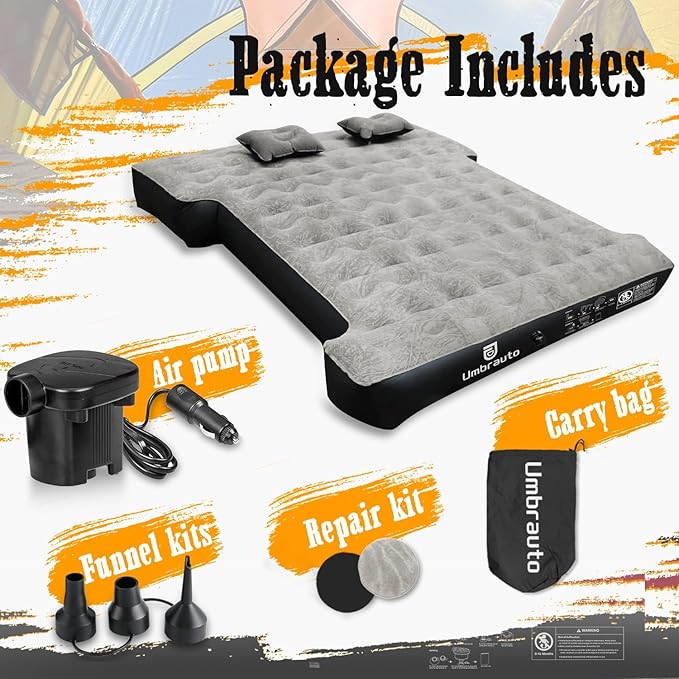 Umbrauto Air Mattress for 5-5.8 ft Full-Size Short Beds, Inflatable Truck Tent Airbed with Pump, Pickup Camper Air Bed for Camping