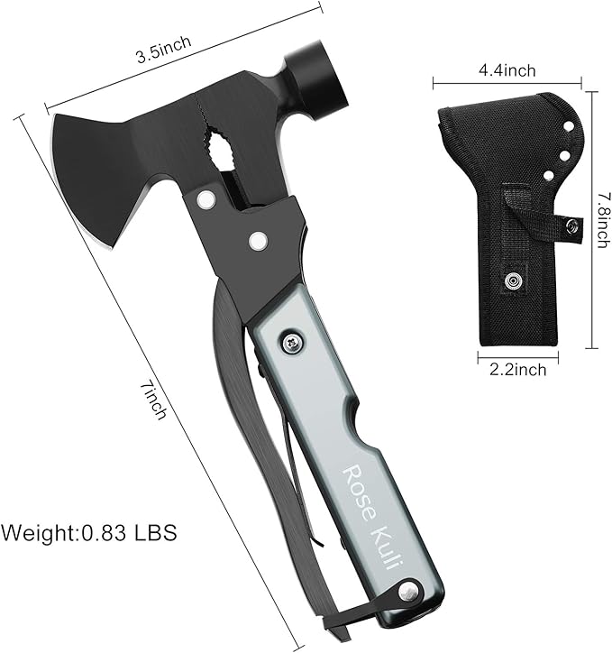 Camping Multitool, 18 in 1 Hatchet Survival Compact Multi Tools with Knife Axe Hammer Saw Screwdrivers Pliers Bottle Opener for Hunting Hiking Fishing Accessories Gifts for Men