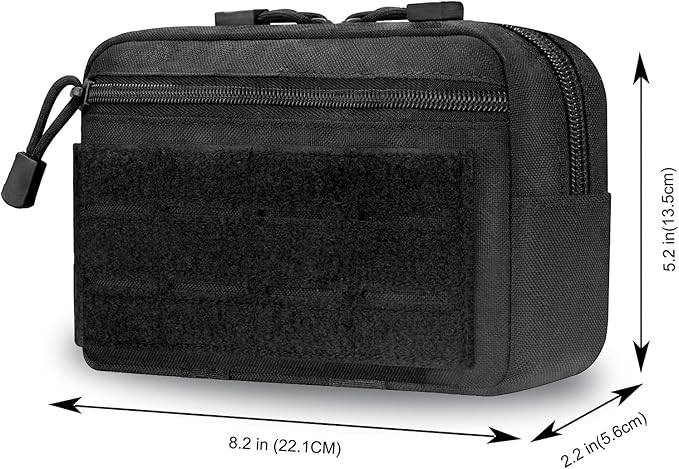 Tactical Molle Admin Pouch with 2 Keychains & US Flag Patch - Laser Cut EDC Modular Pouch for Outdoor, Survival, Daily Carry