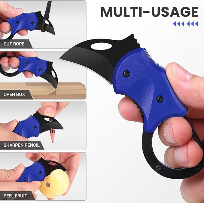 FUNBRO Small Pocket Knife for Men, Cool Folding Knife Box Cutter with 1.34 inch Sharp Blade, EDC Knives Tool for Everyday Carry, Great Gift for Men (Klein Blue)