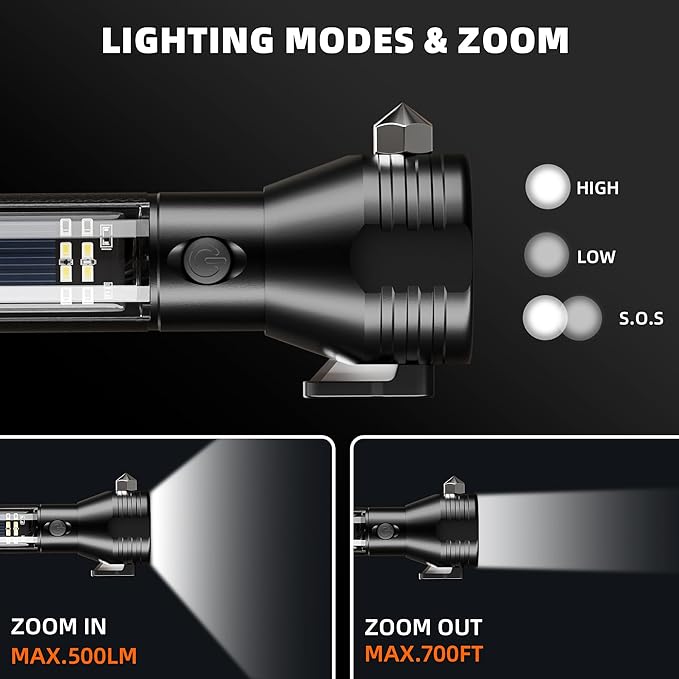 Otdair Solar/Rechargeable LED Flashlight, Multi Function Ultra Bright Flashlight, Emergency Strobe Light, USB-C Rechargeable, Survival Gear and Supplies, 5 Modes for Outdoor, Camping, Hiking, 2 Pack